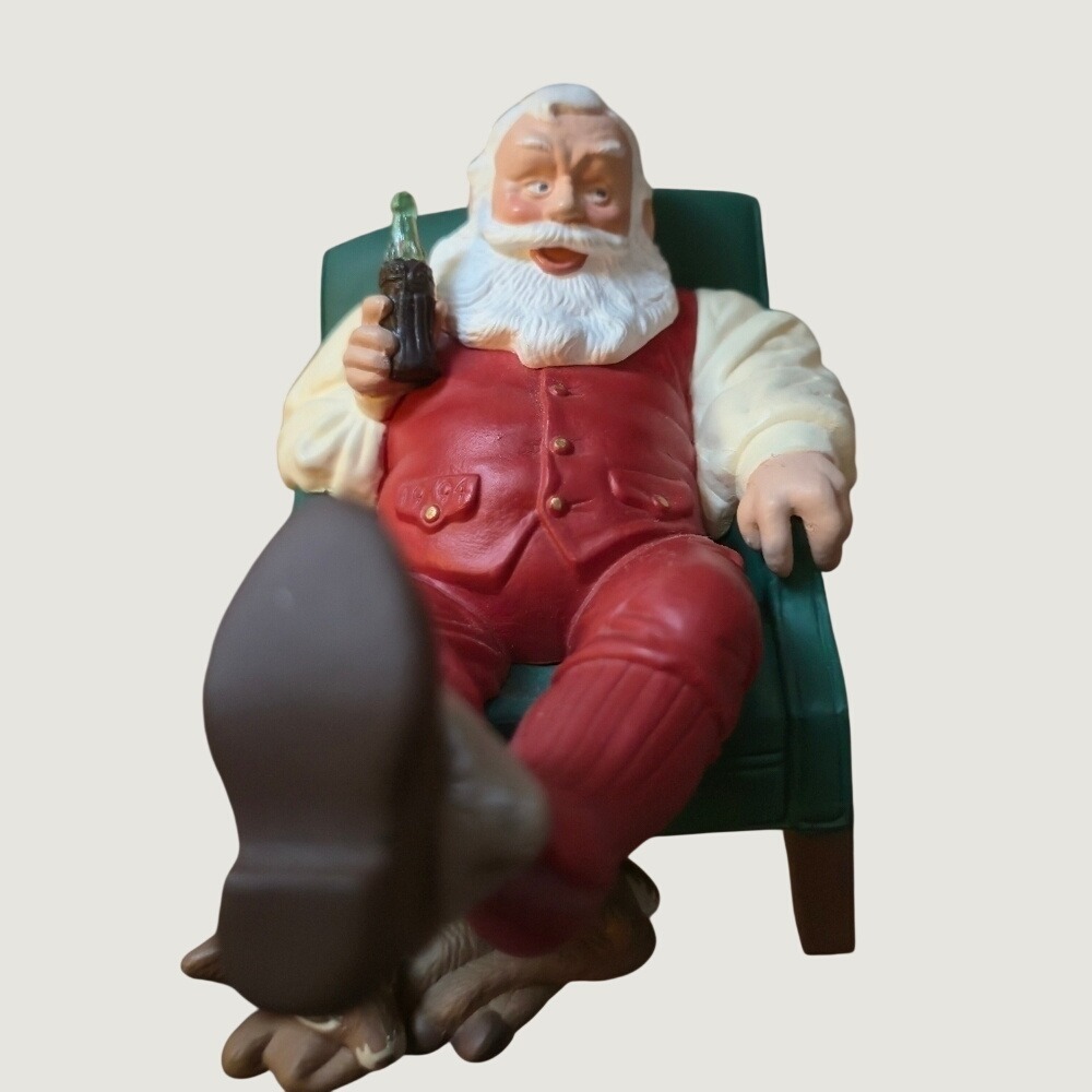 Hallmark Coca-Cola Santa Relaxing Moment Figurine Ornament Retro Collectible 90s
